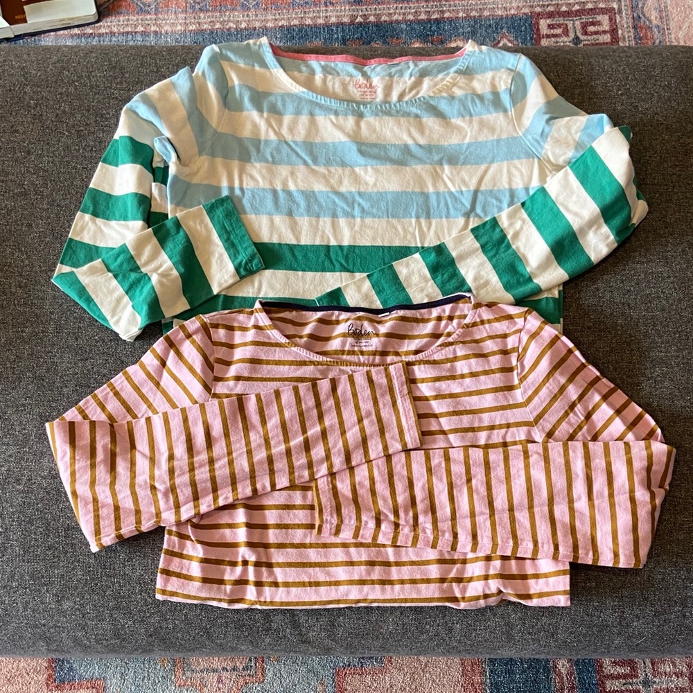 Boden Striped Tops in Teal, White, Pink & Gold